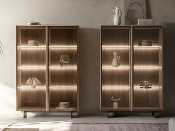 LUXURY - Sectional wooden display cabinet with integrated lighting by Santalucia Mobili - view 2